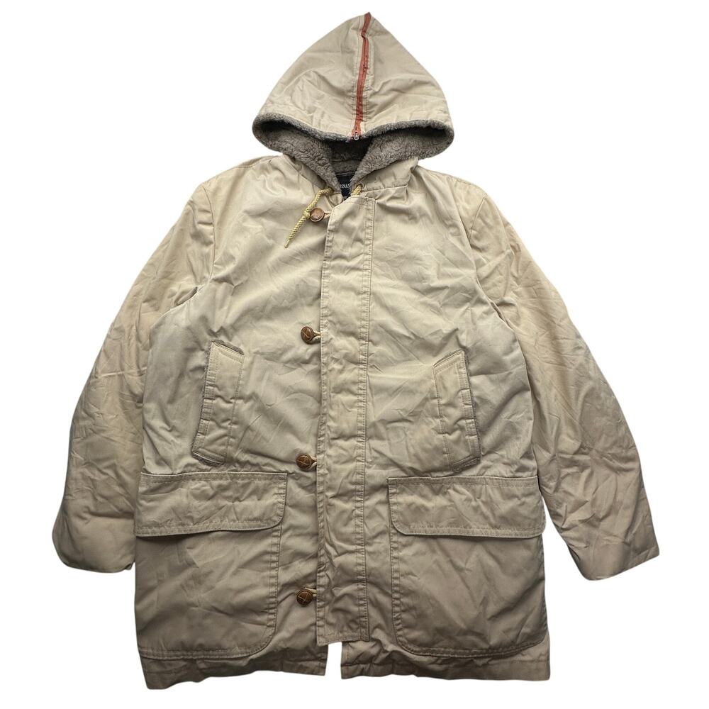 Vintage 60s 70s Shanhouse Faux Fur Lined Coat Full Zip Jacket Men 42 Large Brown